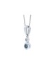 9ct White Gold Single Stone Rub Over Set Diamond Blue Topaz Pendant 0.02 Carats