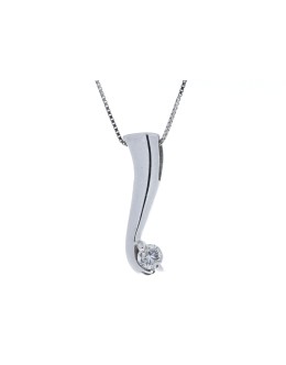 9ct White Gold Single Stone Fancy Claw Set Diamond Pendant 0.18 Carats