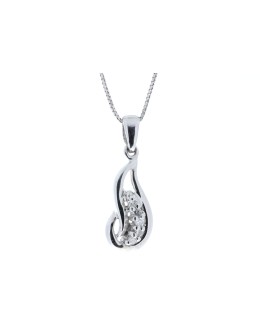 9ct White Gold Three Stone Claw Set Diamond Pendant 0.10 Carats