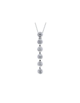 9ct White Gold Rubover Six In-a-row Diamond Pendant 0.10 Carats