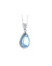 9ct White Gold Diamond And Blue Topaz Pendant 0.01 Carats