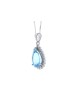 9ct White Gold Diamond And Blue Topaz Pendant 0.01 Carats