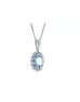 9ct White Gold Fancy Cluster Diamond Blue Topaz Pendant 0.02 Carats