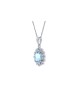 9ct White Gold Fancy Cluster Diamond Blue Topaz Pendant 0.02 Carats