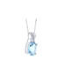 9ct White Gold Diamond And Blue Topaz Pendant 0.01 Carats