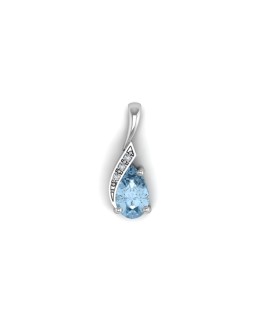 9ct White Gold Diamond And Blue Topaz Pendant (BT 0.96) 0.01