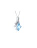 9ct White Gold Diamond And Blue Topaz Pendant 0.02 Carats