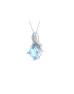 9ct White Gold Diamond And Blue Topaz Pendant 0.02 Carats