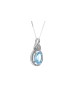 9ct White Gold Diamond Blue Topaz Pendant 0.05 Carats