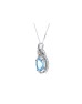 9ct White Gold Diamond Blue Topaz Pendant 0.05 Carats