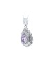 9ct White Gold Amethyst Pear Shaped Cluster Diamond Pendant 0.08 Carats