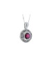 9ct White Gold Created Ruby Diamond Pendant 0.08 Carats