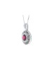 9ct White Gold Created Ruby Diamond Pendant 0.08 Carats