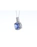 9ct White Gold Created Ceylon Sapphire Diamond Pendant 0.05 Carats