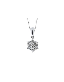 9ct White Gold Diamond Cluster Pendant 0.45 Carats