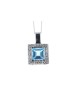 9ct White Gold Blue Topaz Diamond Cluster Pendant 0.04 Carats