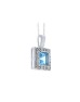 9ct White Gold Blue Topaz Diamond Cluster Pendant 0.04 Carats