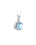 9ct White Gold Blue Topaz And Diamond Pendant 0.12 Carats