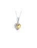 9ct White Gold Citrine Heart Shape Diamond Pendant 0.10 Carats