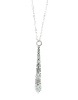 9ct White Gold Diamond Bar Pendant And 18