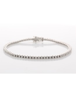 9ct White Gold Single Stone Prong Set Diamond Bracelet 1.82 Carats