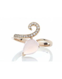 9ct Rose Gold Ladies Dress Diamond And Rose Quartz Ring (0.63) 0.09 Carats