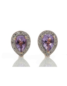 9ct Rose Gold Amethyst Diamond Earring 0.20 Carats