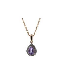 9ct Rose Gold Amethyst And Diamond Pendant 0.11 Carats