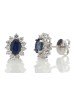 18ct White Gold Oval Cluster Claw Set Diamond And Sapphire Earring (S 1.33) 0.62 Carats