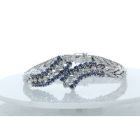 18ct White Gold Diamond And Cornflour Blue Sapphire Bracelet Carats