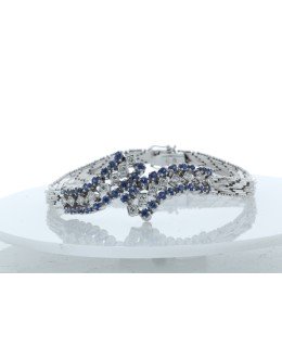 18ct White Gold Diamond And Cornflower Blue Sapphire Bracelet 1.20 Carats
