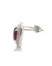 9ct White Gold Oval Diamond And Ruby Cluster Diamond Earring 0.35