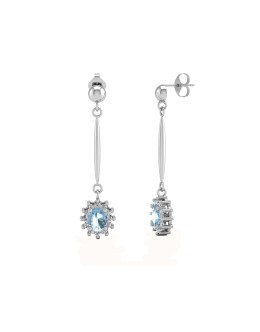 9ct White Gold Diamond And Blue Topaz Earring 0.12 Carats
