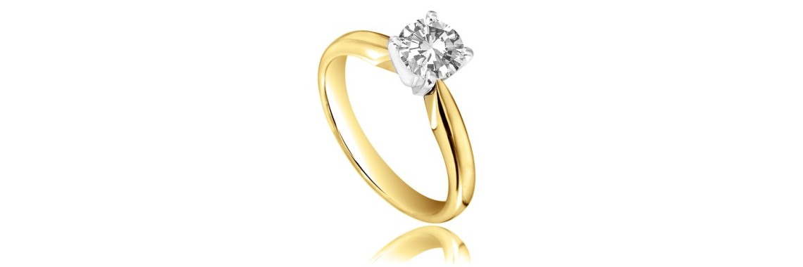 0.30 Carats D VS in 18ct Yellow Gold Ring
